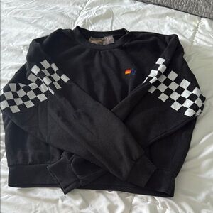 Black Checkered Crewneck Sweater